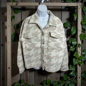 Time and Tru Cropped Brushed Button Down Shacket Sz XL (16-18) Beige Cream